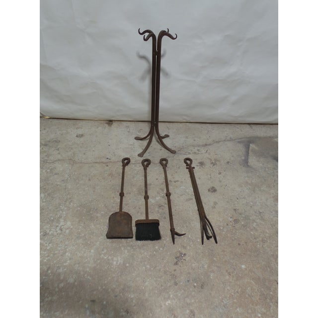 Late 19th Century Fire Place Tool Set Hand Forged For Sale - Image 5 of 8