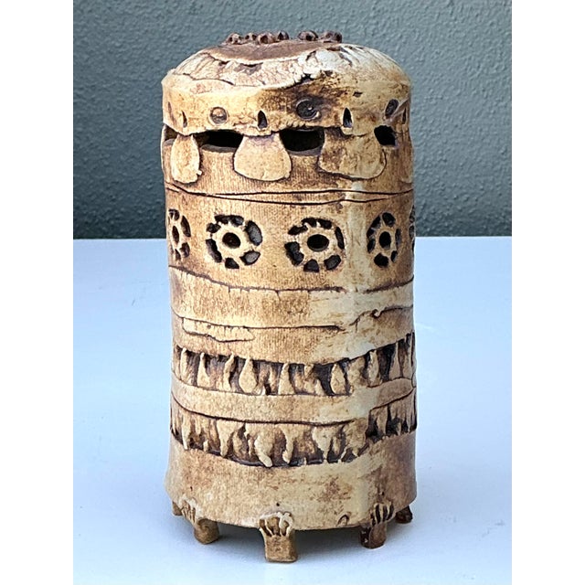 Late 20th Century Vintage Original Studio Pottery Cutout Vase For Sale - Image 5 of 12