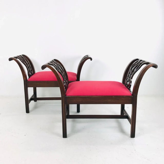 18th Century 18th Century Carved Mahogany Chippendale Window Seats / Benches - A Pair For Sale - Image 5 of 12