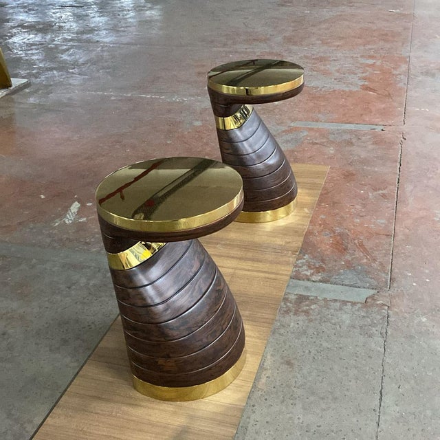 "Matita" Coffee Table With Bronze and Wood, Handcrafted, Bizimyer Furniture, Istanbul For Sale - Image 10 of 17