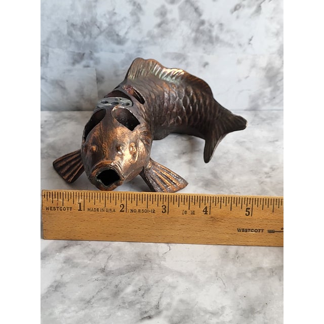 Vintage Copper Koi Fish Ikebana Flower Holder For Sale - Image 9 of 12