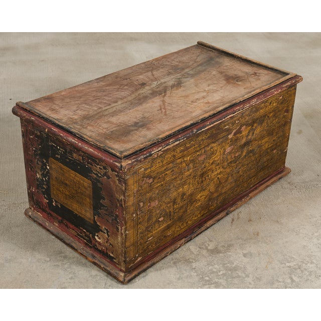 19th Century Burmese Lacquered Wooden Buddhist Trunk or Chest For Sale - Image 16 of 18