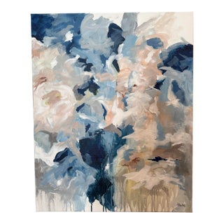 Large Contemporary Blue and White Abstract For Sale