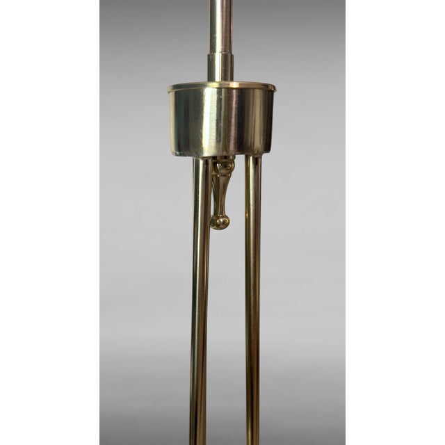 Mid 20th Century Stilnovo Style Italian Brass Six-Light Chandelier With Opaline Glass Globes For Sale - Image 15 of 18