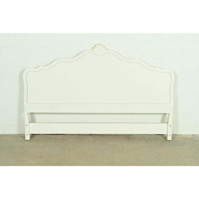 Cream Kindel Furniture French Provincial Louis XV Cream Lacquered Parcel Gilt King Size Headboard, Circa 1960s For Sale - Image 8 of 9