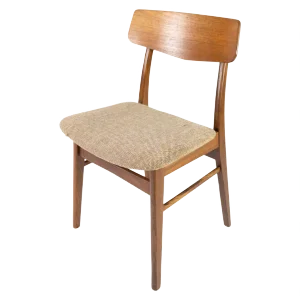 Danish Dining Room Chair in Teak and Light Fabric, 1960s