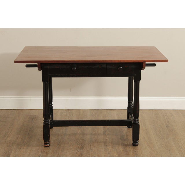 Late 20th Century Farmhouse Style Cherry Top Painted Base Dining or Breakfast Table For Sale - Image 5 of 18