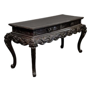 Antique Japanese Black Lacquer Console Table For Sale