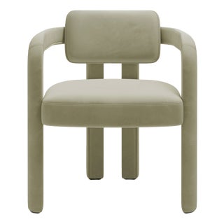 Double Arch Dining Chair in Fern Green Cotton Velvet from Insidherland For Sale