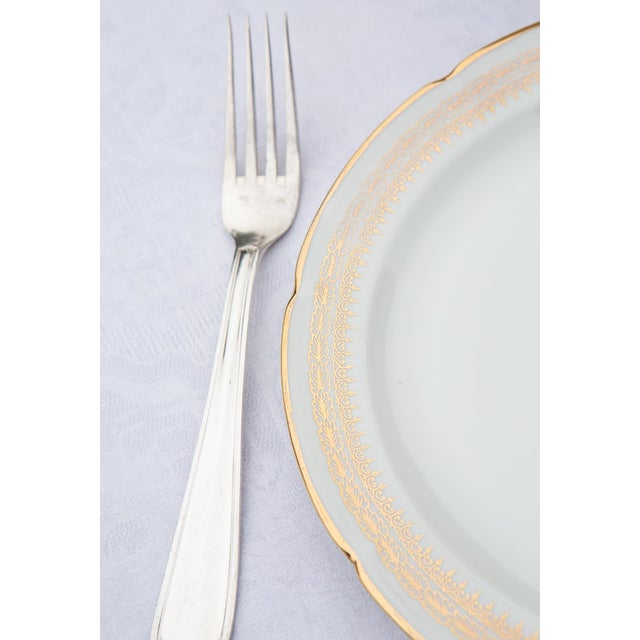Porcelain Flat Plates with Gilt Details from Limoges, 1960s, Set of 12 For Sale - Image 6 of 8