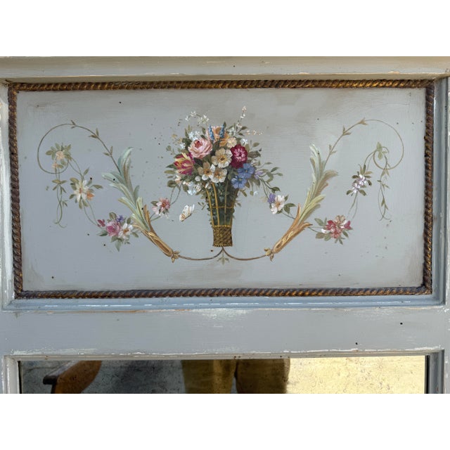 Gustavian Swedish Country Hand Painted Trumeau Mirror For Sale In Los Angeles - Image 6 of 6