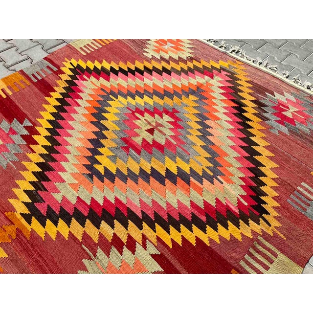 Gorgeous Vintage Turkish Kilim Rug - 74" X 133" For Sale - Image 9 of 11