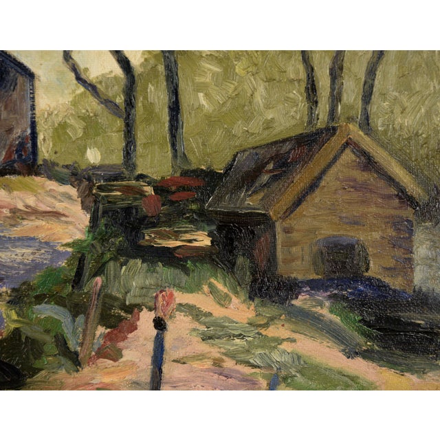 Barn in the Shade - Original Mid-Century Oil on Canvas Farm Landscape by Claude Wolf For Sale In Monterey, CA - Image 6 of 9
