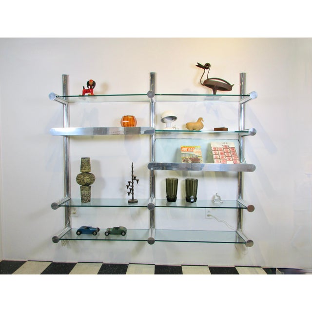 Mid 20th Century Janet Schweitzer for Pace Polished Aluminum Obra Wall Mount Shelving System For Sale In Detroit - Image 6 of 12