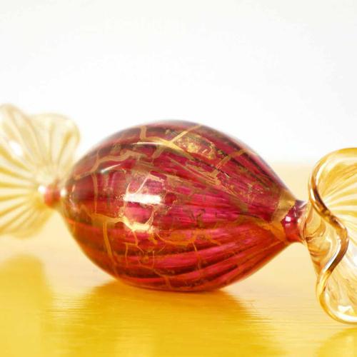 2000 - 2009 Red Blown Glass Decorative Candy with Gold Decorations For Sale - Image 5 of 8