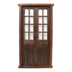 16 Pane Wood Door With Wooden Knob