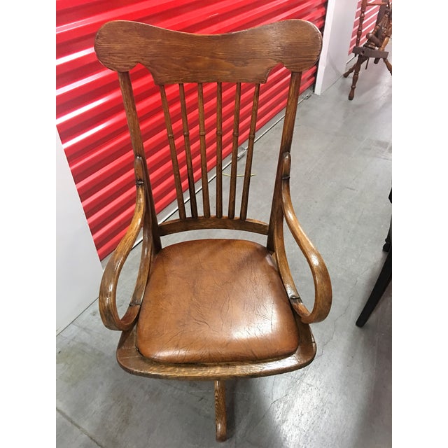 Antique Wood Rolling Office Chair Chairish