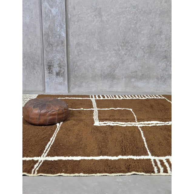 Brown Contemporary Moroccan Wool Rug - 10.2 X 8.2 Ft For Sale - Image 8 of 8