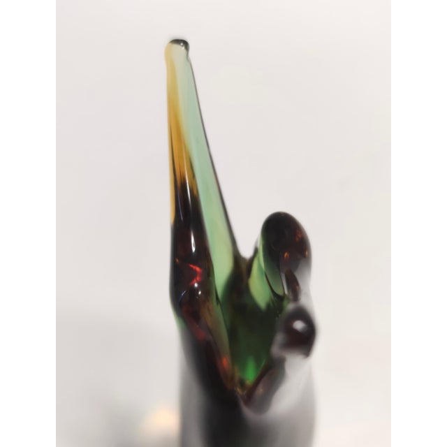 Forest Green Vintage Green and Orange Sommerso Murano Glass Vase from Flavio Poli, Italy, 1950s For Sale - Image 8 of 10