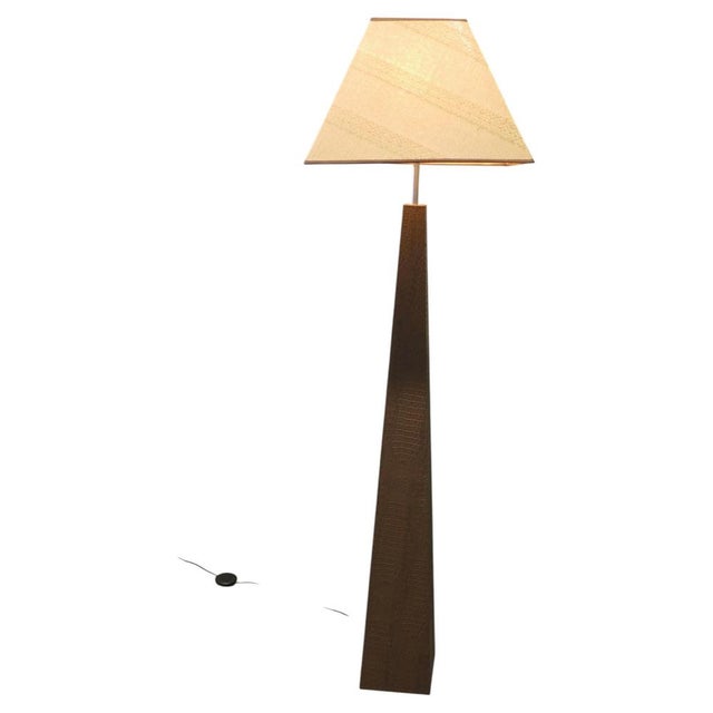 Animal Skin French Postmodern Faux Leather Floor Lamp, 1980 For Sale - Image 7 of 7