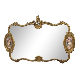 Antique Italian Rococo Gold Gilded Mirror For Sale