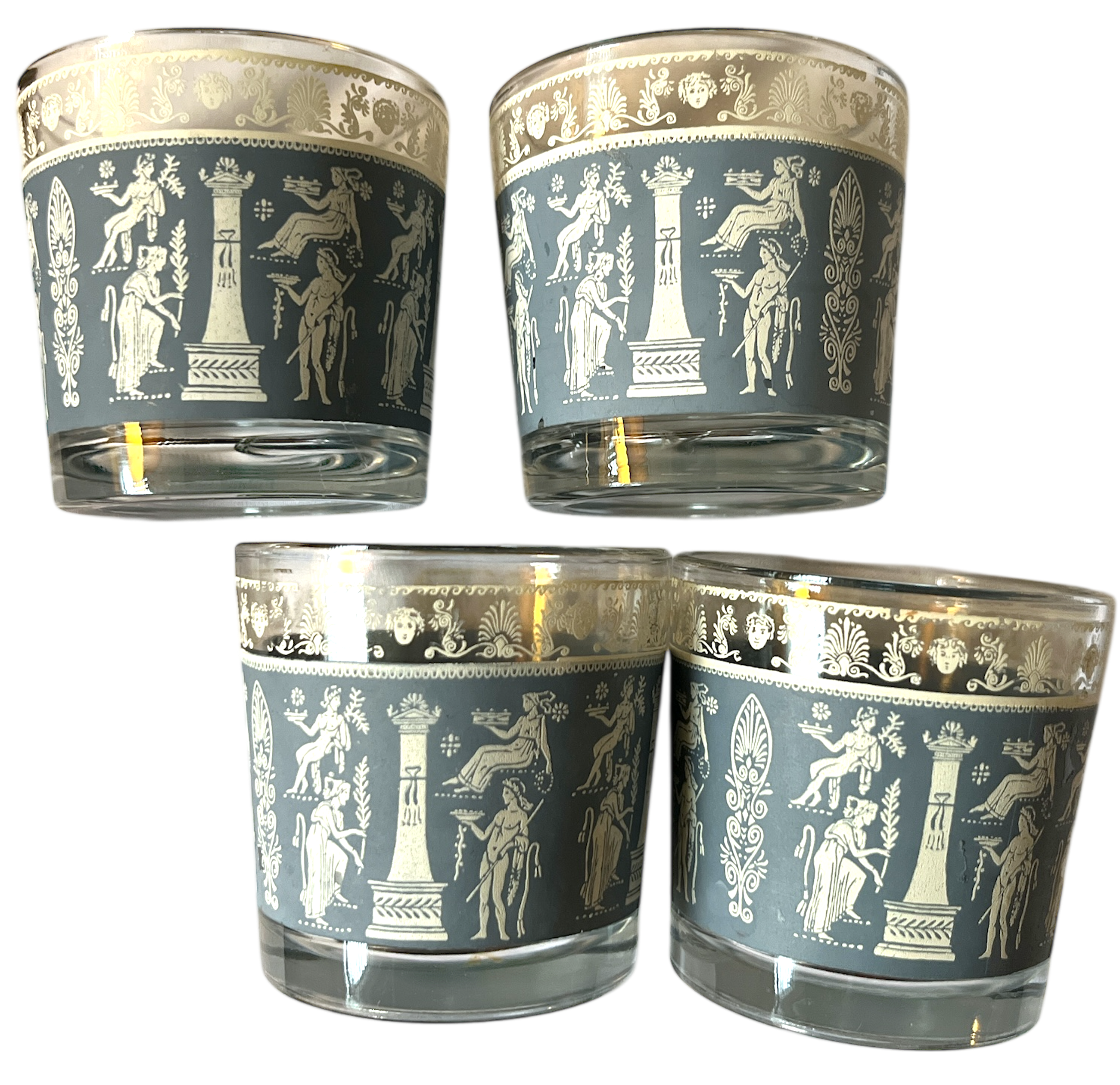Vintage Jeannette Glass “Corinthian Blue” Neoclassical Cocktail