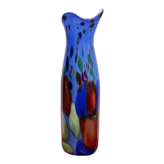 Vintage Tall Italian Cristalleria Murano Glass Art Vase For Sale