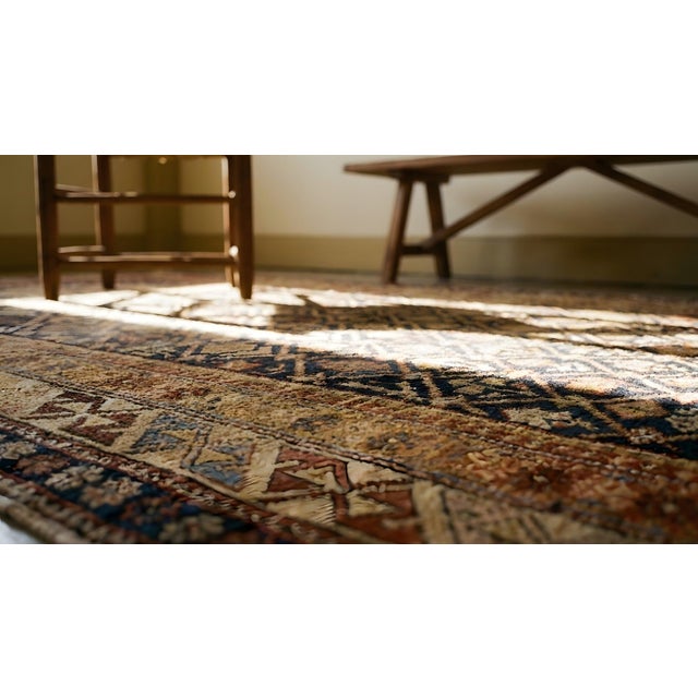 1890s Brown Geometric Antique Caucasian Shirvan Islamic Prayer Rug 3' X 5' Knotted Wool Carpet For Sale - Image 11 of 12