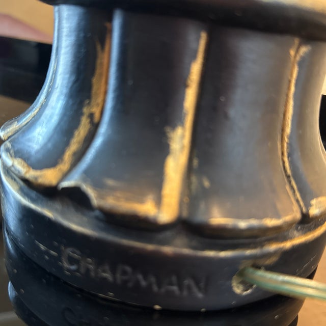 1960s Large 33.5" 1950s Signed Earle Chapman Substantial Cast Plaster Lamp W/ Tanner Kenzie Shade For Sale - Image 5 of 12