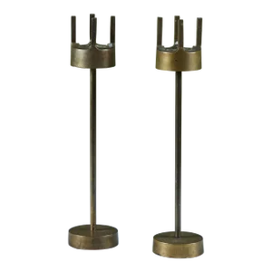 Pair of Brass Brutalist Candlesticks