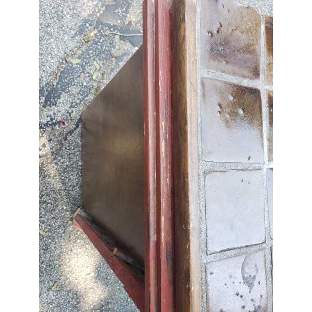 Custom Made Bathroom Vanity With Handmade Tile Top, Thai Gong Wong Panels, Sink & Faucet For Sale - Image 9 of 12