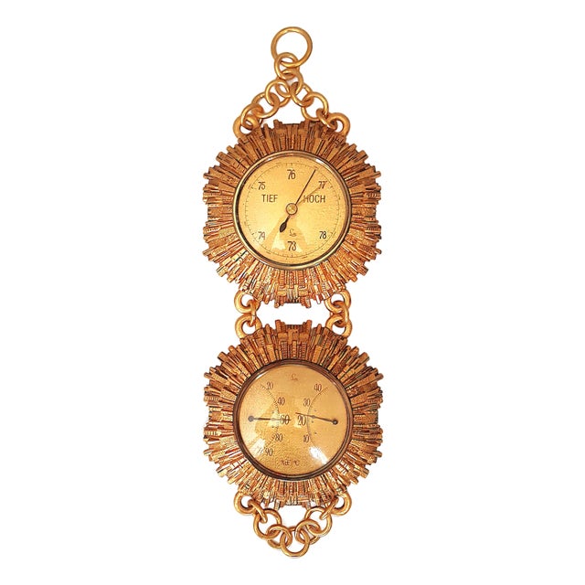 Vintage Sunburst Weather Station in Brass from Lufft, 1950s For Sale