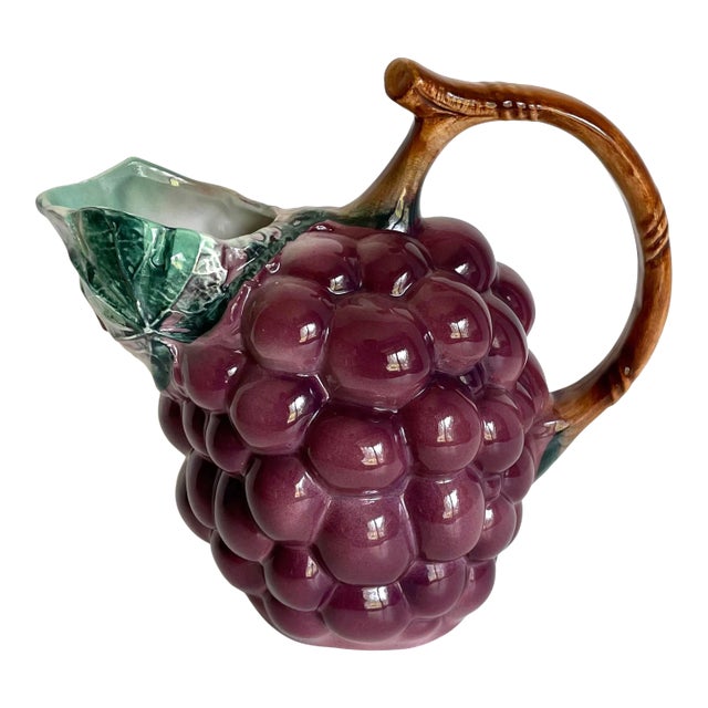 Vintage Italian Grape Figurative Ceramic Pitcher For Sale