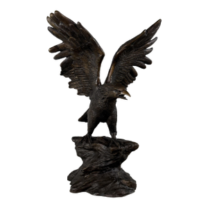 Large Bronze Eagle Sculpture – Wings Spread – 41” Tall