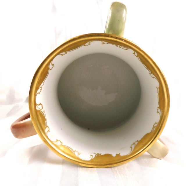 Large William Guerin Limoges Three Handle Hand Painted Pot For Sale - Image 4 of 10
