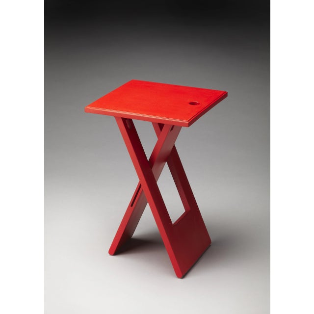 Transitional Hammond Folding Table, Red For Sale - Image 3 of 4
