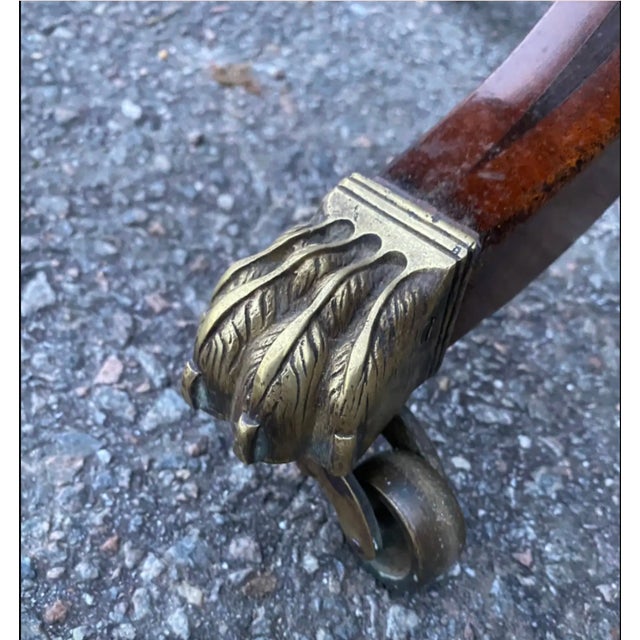 Early 19th Century 19th Century English Regency Inlaid Side Table on Paw Castors For Sale - Image 5 of 5