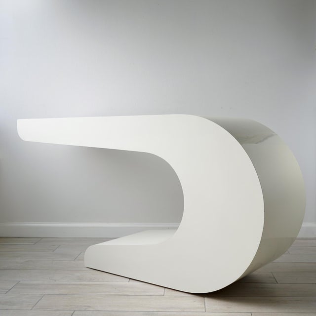 White White Laminate Console Desk Table in the Style of Pierre Cardin For Sale - Image 8 of 9