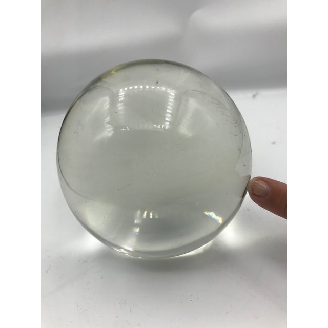 Modern Large Vintage Crystal Sphere Paper Weight For Sale - Image 3 of 4
