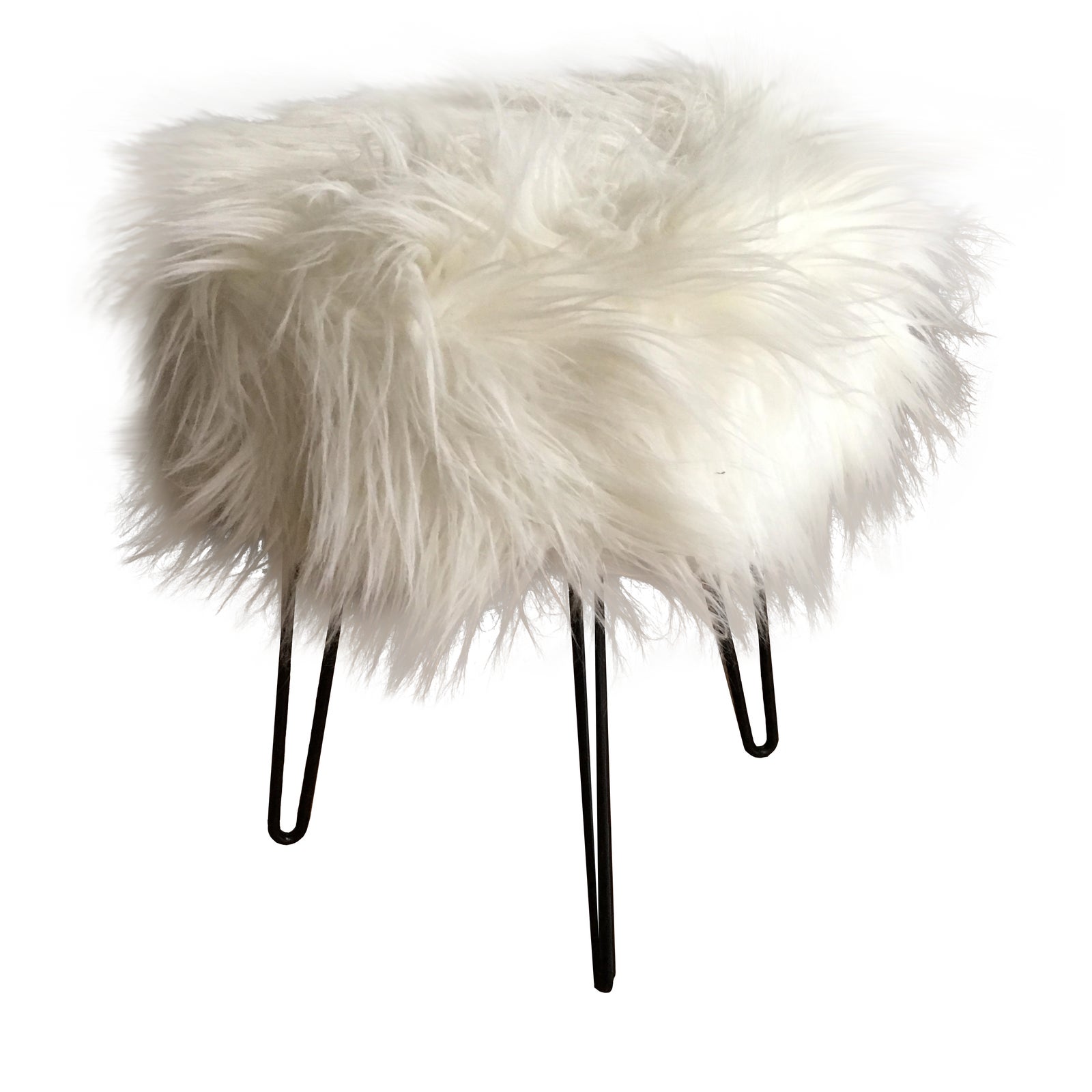 Vintage White Fluffy Stool Chairish