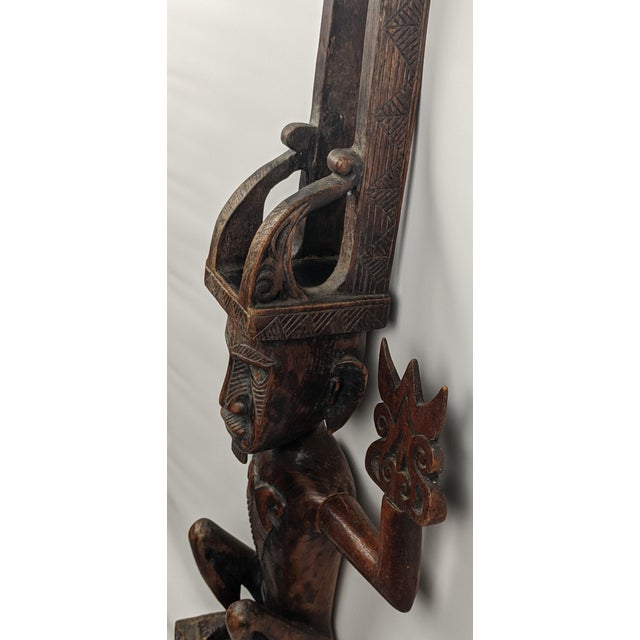 Wood Early 20th Century Attributed Nias Ancestor Figure – Large Carved Wood Adu Zatua, Indonesia For Sale - Image 7 of 18