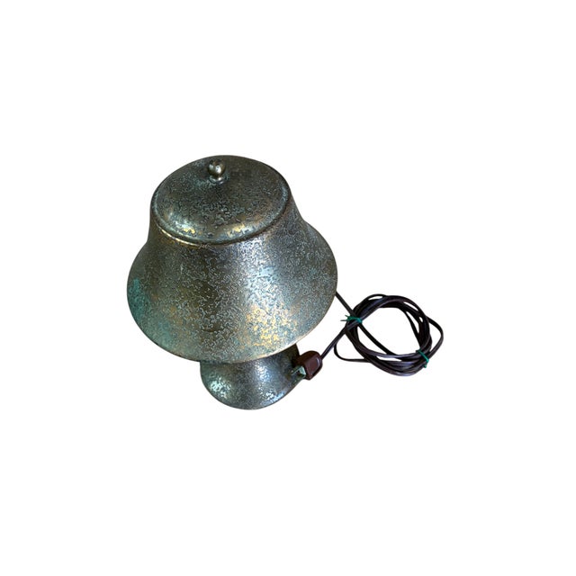 Arts & Crafts Antique Heintz Style Arts Crafts Copper Desk Lamp Mission Bell Top For Sale - Image 3 of 10