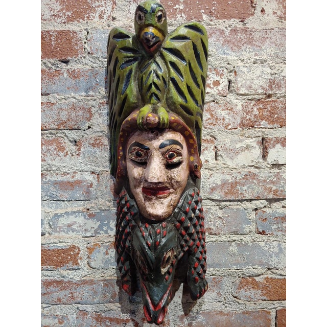 Antique Wood Carved Painted Mexican Mask For Sale - Image 10 of 10