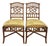 Late 20th Century Pair of Rattan Chippendale-Style Dining Chairs With Fretwork Backs For Sale