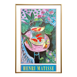 Henri Matisse Vintage 1987 Lithograph Print Framed Postimpressionist Poster " Goldfish " 1911 For Sale
