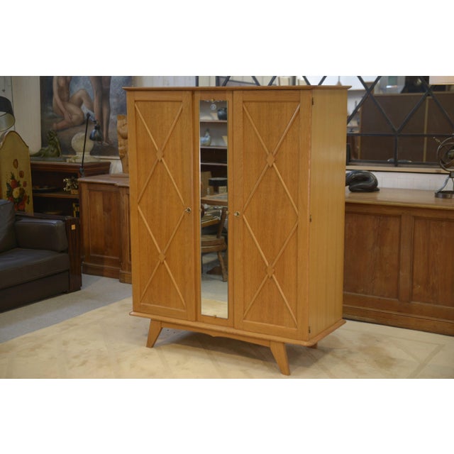 Saint-Gobain Glazed Oak Wardrobe, 1960s For Sale - Image 11 of 11
