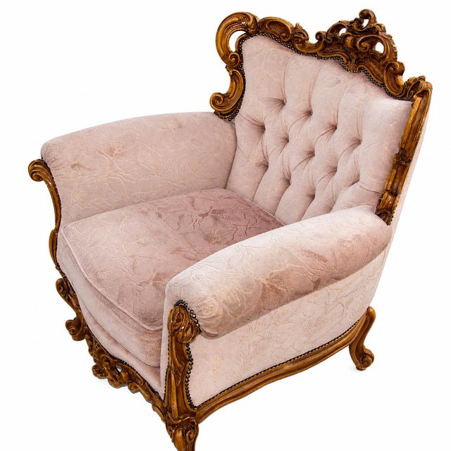 Vintage French Armchair in Fabric and Wood, 1960s For Sale - Image 13 of 13