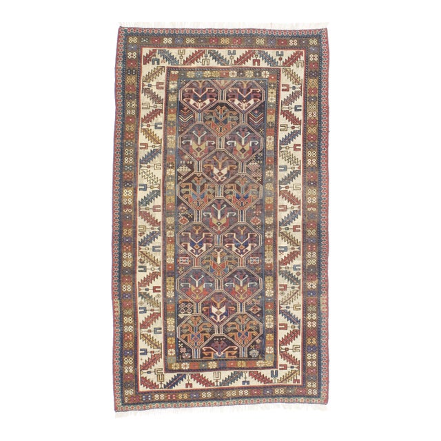 Antique Caucasian Kazak Rug 3’5" X 6’1" For Sale
