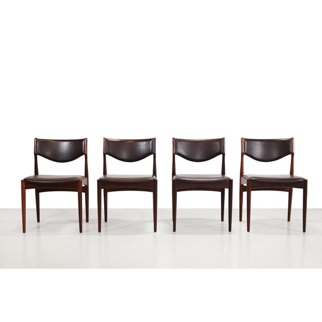 Dining Chairs in Brown Leather by Johannes Andersen, 1960s, Set of 4 For Sale - Image 6 of 6