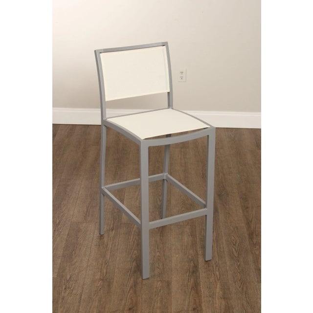 Contemporary Janus et Cie. Contemporary Pair of 'Duo' Aluminum Mesh Barstools For Sale - Image 3 of 12